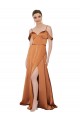 Affordable A-Line Sweetheart Silky Satin Long Orange Formal Evening Dress Canada