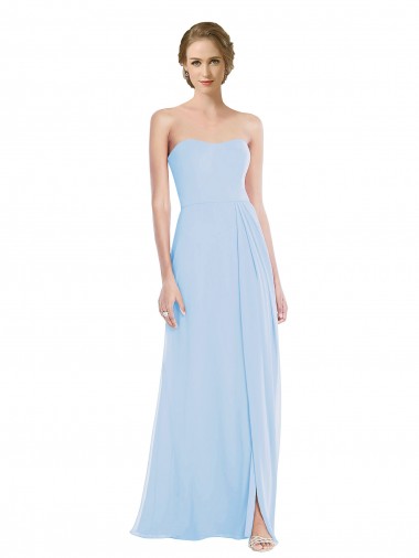 Affordable A-Line Sweetheart Soft Chiffon Long Light Sky Blue Formal Dress Canada