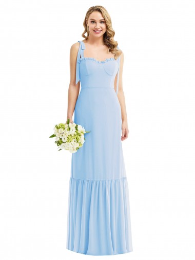 Affordable A-Line Sweetheart Soft Chiffon Long Light Sky Blue Semi Formal Evening Dress Canada
