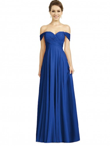 Affordable A-Line Sweetheart Soft Chiffon Long Royal Blue Semi Formal Evening Dress Canada