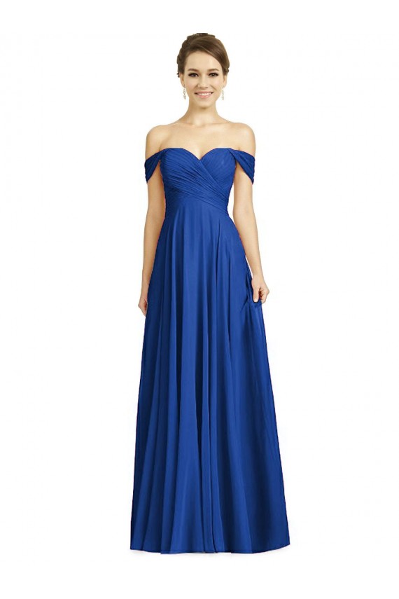 Affordable A-Line Sweetheart Soft Chiffon Long Royal Blue Semi Formal Evening Dress Canada