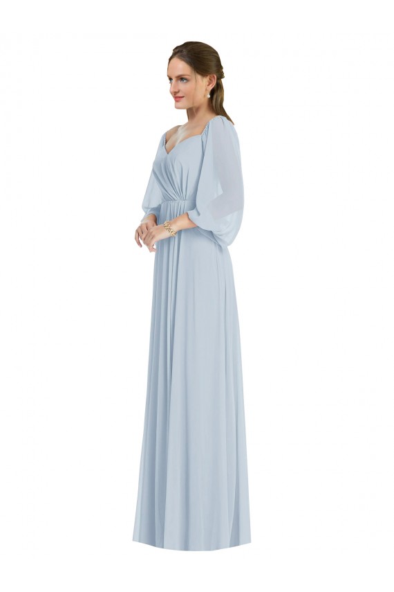 Affordable A-Line Sweetheart Soft Chiffon Long Sea Glass Formal Evening Dress Canada