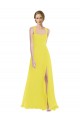 Affordable A-Line Sweetheart Soft Chiffon Long Yellow Semi Formal Evening Dress Canada