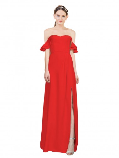 Affordable A-Line Sweetheart Stretch Crepe Long Red Formal Evening Dress Canada