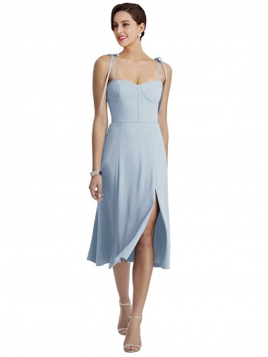 Affordable A-Line Sweetheart Stretch Crepe Midi Length Light Sky Blue Evening Dress Canada