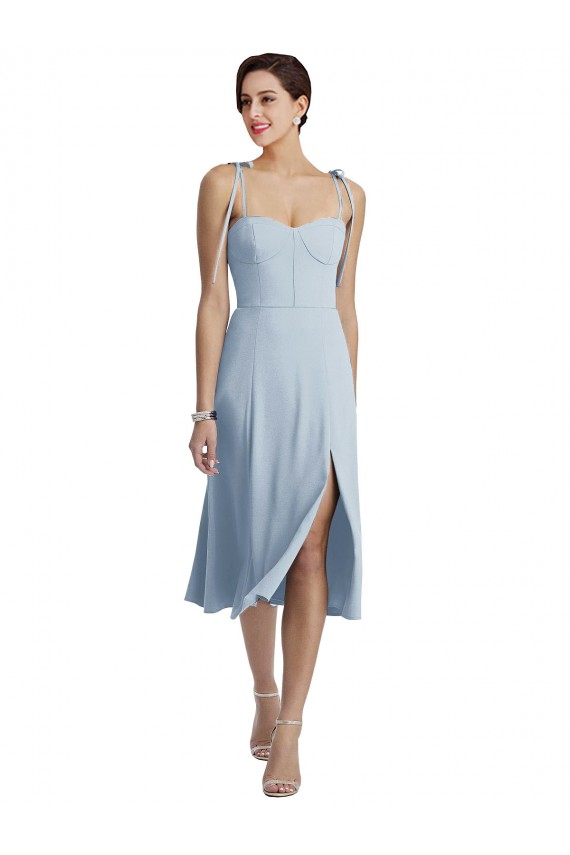 Affordable A-Line Sweetheart Stretch Crepe Midi Length Light Sky Blue Evening Dress Canada