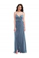 Affordable A-Line Sweetheart Stretch Velvet Long Dusty Blue Semi Formal Evening Dress Canada