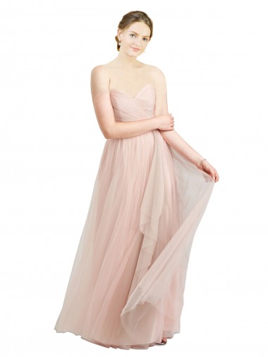 Affordable A-Line Sweetheart Tulle Long Pink Evening Dress Canada