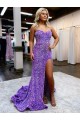 Affordable A-Line Sweetheart Velvet Sequins Court Train Lavender Velvet Sequin Evening Dress Canada