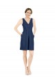 Affordable A-Line V-Neck Satin Knee Length Dark Navy Evening Dress Canada