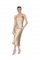 Affordable A-Line V-Neck Silky Satin Midi Length Formal Evening Dress Canada