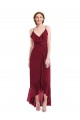 Affordable A-Line V-Neck Soft Chiffon Long Burgundy High Low Evening Dress Canada