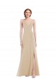 Affordable A-Line V-Neck Soft Chiffon Long Champagne Semi Formal Evening Dress Canada