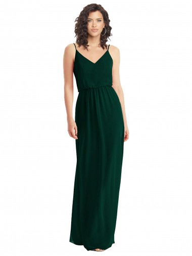 Affordable A-Line V-Neck Soft Chiffon Long Ever Green Semi Formal Evening Dress Canada