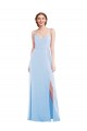 Affordable A-Line V-Neck Soft Chiffon Long Light Sky Blue Formal Evening Dress Canada