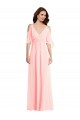 Affordable A-Line V-Neck Soft Chiffon Long Pink Semi Formal Evening Dress Canada