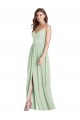 Affordable A-Line V-Neck Soft Chiffon Long Sage Semi Formal Evening Dress Canada