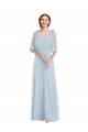 Affordable A-Line V-Neck Soft Chiffon Long Sea Glass Evening Dress Canada