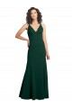 Affordable A-Line V-Neck Stretch Crepe Long Midnight Green Formal Dress Canada