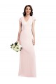 Affordable A-Line V-Neck Stretch Crepe Long Pink Formal Evening Dress Canada