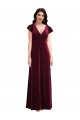 Affordable A-Line V-Neck Stretch Velvet Long Burgundy Semi Formal Evening Dress Canada