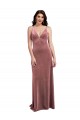 Affordable A-Line V-Neck Stretch Velvet Long Cinnamon Rose Formal Evening Dress Canada