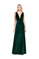 Affordable A-Line V-Neck Stretch Velvet Long Dark Green Evening Dress Canada