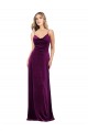 Affordable A-Line V-Neck Stretch Velvet Long Grape Formal Evening Dress Canada