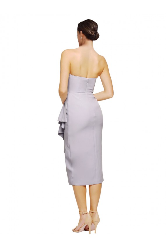 Affordable Sheath Strapless Stretch Crepe Cocktail Length Arctic Lilac High Low Evening Dress Canada