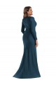 Affordable Mermaid V-Neck Silky Satin Long Atlantic Blue Formal Plus Size Evening Dress Canada