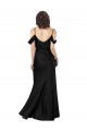 Affordable A-Line Off the Shoulder Silky Satin Long Black Formal Evening Dress Canada
