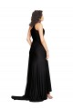 Affordable A-Line One Shoulder Silky Satin Long Black Black Tie Evening Dress Canada