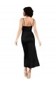 Affordable A-Line Cowl Neck Silky Satin Tea Length Black Formal Evening Dress Canada