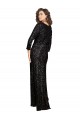 Affordable A-Line V-Neck Sequin Long Black Formal Dress Canada