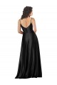 Affordable A-Line V-Neck Silky Satin Long Black Formal Dress Canada