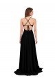 Affordable A-Line V-Neck Spandex Long Black Black Tie Evening Dress Canada