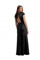 Affordable A-Line V-Neck Stretch Satin Long Black Formal Evening Dress Canada