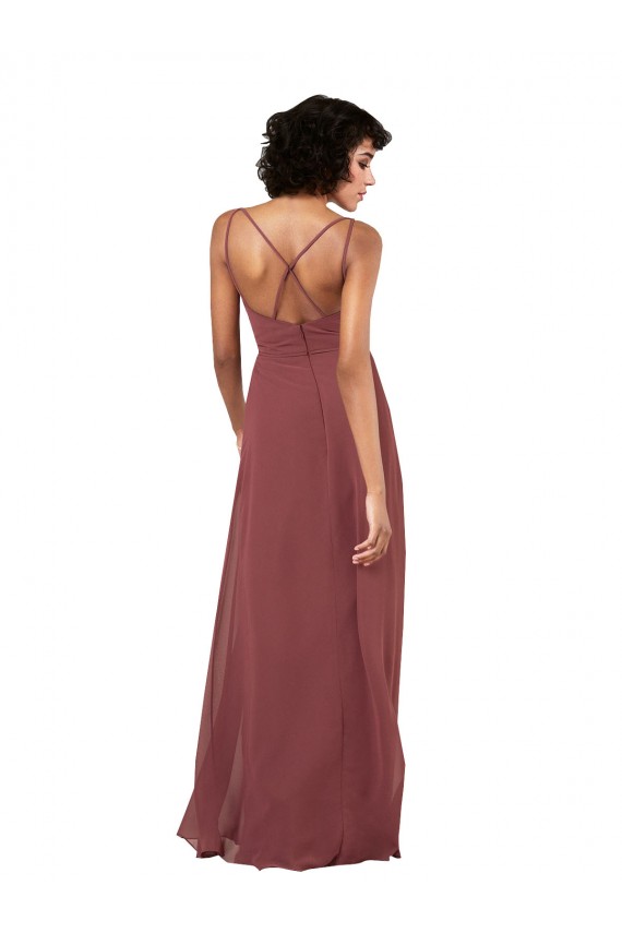 Affordable Column V-Neck Soft Chiffon Long Black Formal Evening Dress Canada