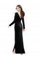 Affordable Column V-Neck Stretch Velvet Long Black Formal Evening Dress Canada