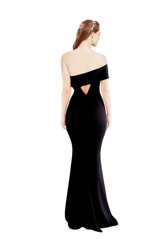 Affordable Mermaid One Shoulder Stretch Crepe Long Black Formal Evening Dress Canada