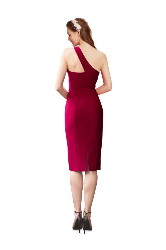 Affordable Sheath One Shoulder Stretch Crepe Cocktail Length Black Formal Evening Dress Canada