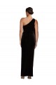 Affordable Sheath One Shoulder Stretch Velvet Long Black Formal Evening Dress Canada