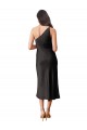 Affordable Sheath One Shoulder Stretch Satin Midi Length Black Black Tie Evening Dress Canada