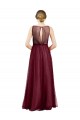 Affordable A-Line Boat Neck Tulle Long Burgundy Semi Formal Evening Dress Canada