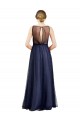 Affordable A-Line Boat Neck Tulle Long Burgundy Semi Formal Evening Dress Canada