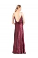 Affordable A-Line High Neck Sequin Long Burgundy Formal Evening Dress Canada