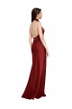 Affordable A-Line Halter Neck Stretch Satin Long Burgundy Black Tie Evening Dress Canada