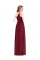 Affordable A-Line One Shoulder Soft Chiffon Long Burgundy Semi Formal Evening Dress Canada