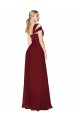 Affordable A-Line High Neck Soft Chiffon Long Burgundy Formal Evening Dress Canada