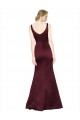 Affordable A-Line V-Neck Satin Long Burgundy Black Tie Evening Dress Canada